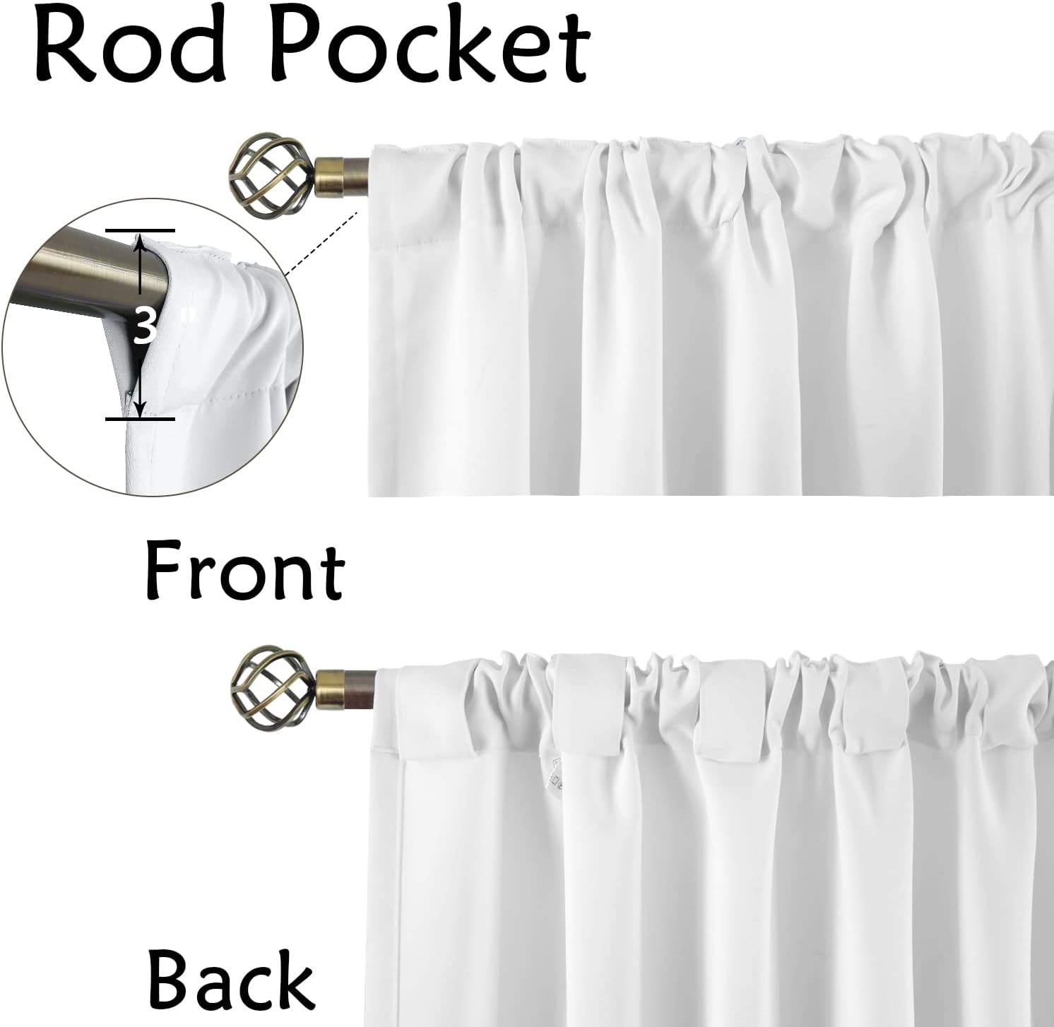 BGment 2paneles de cortinas opacas para ventana de dormitorio y sala de estar, con trabillas traseras, para cortinero, oscurecen el ambiente, con