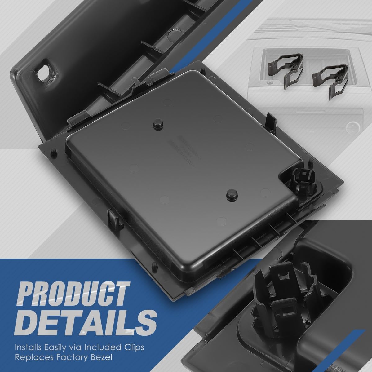Auto Dynasty Modelo de entrada auxiliar bandeja de bisel superior del panel de tablero de estilo de fábrica compatible con Ford F-150 Lincoln Mark