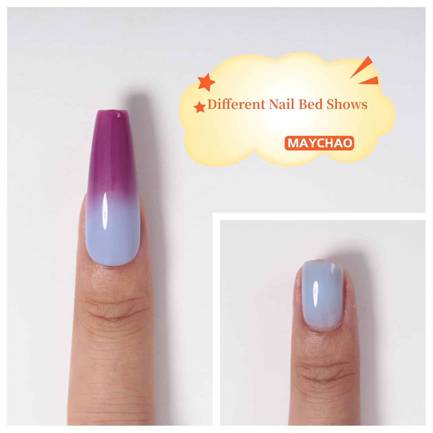MAYCHAO Esmalte de uñas de gel que cambia de color de 0.5 onzas líquidas, 1 unidad de esmalte de gel con cambio de temperatura, color magenta, azul