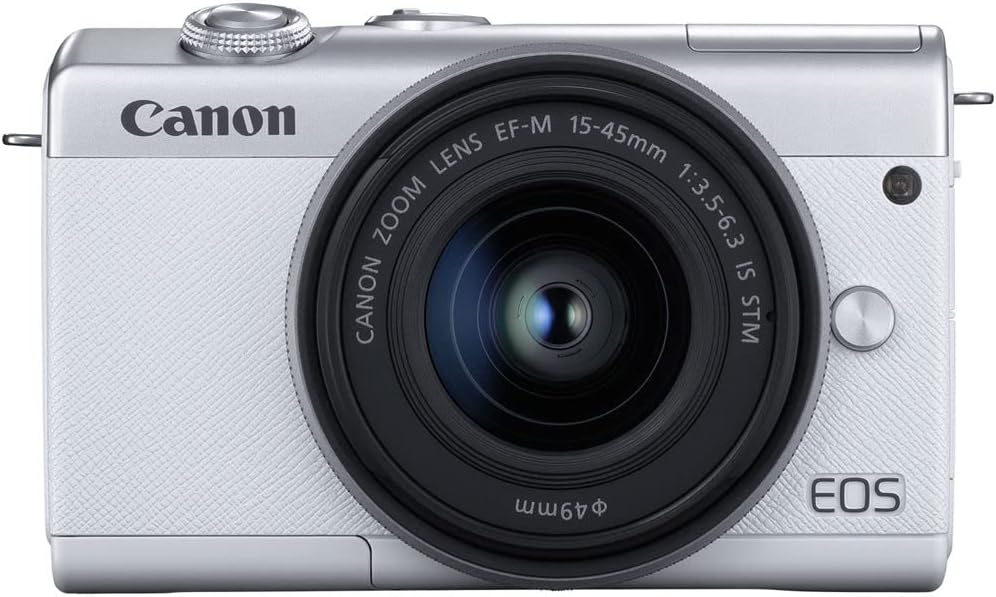 Canon Cámara digital sin espejo EOS M200 con lente de 0.591-1.772 in (blanco) (3700C009) + tarjeta de 64 GB + estuche + kit de filtro + software de