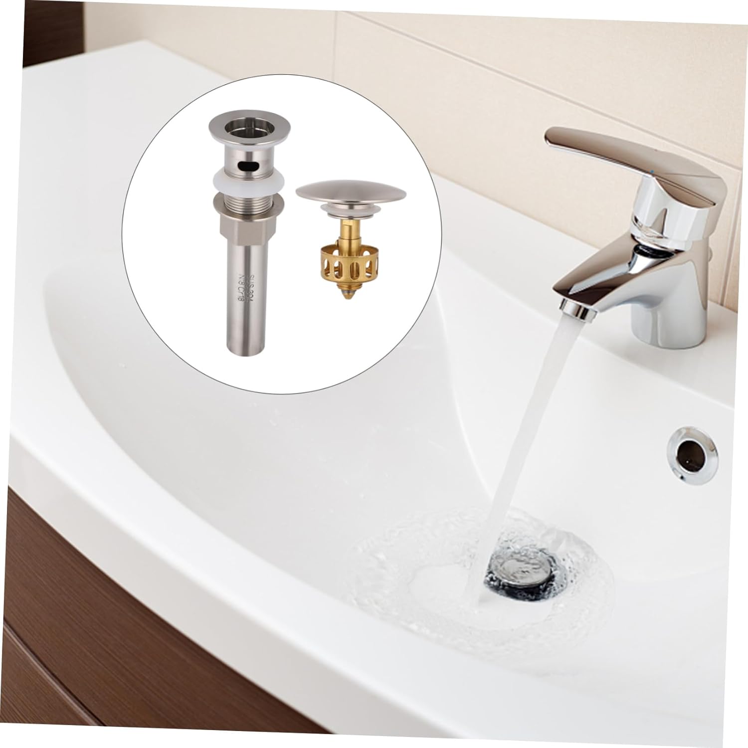 Uonlytech Tapón de drenaje para lavabo de baño, cabeza de hongo, tubo de drenaje, escurridor de rebote, tapón para fregadero de baño, tapón de