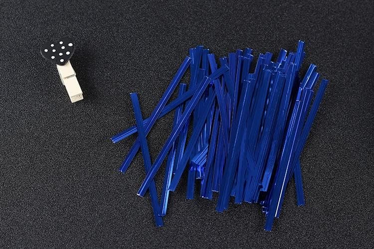 600 bridas metálicas de plástico de 4 pulgadas para bolsas de pan, bolsas de caramelos, violonchelo de fiesta, paletas de pastel (azul)