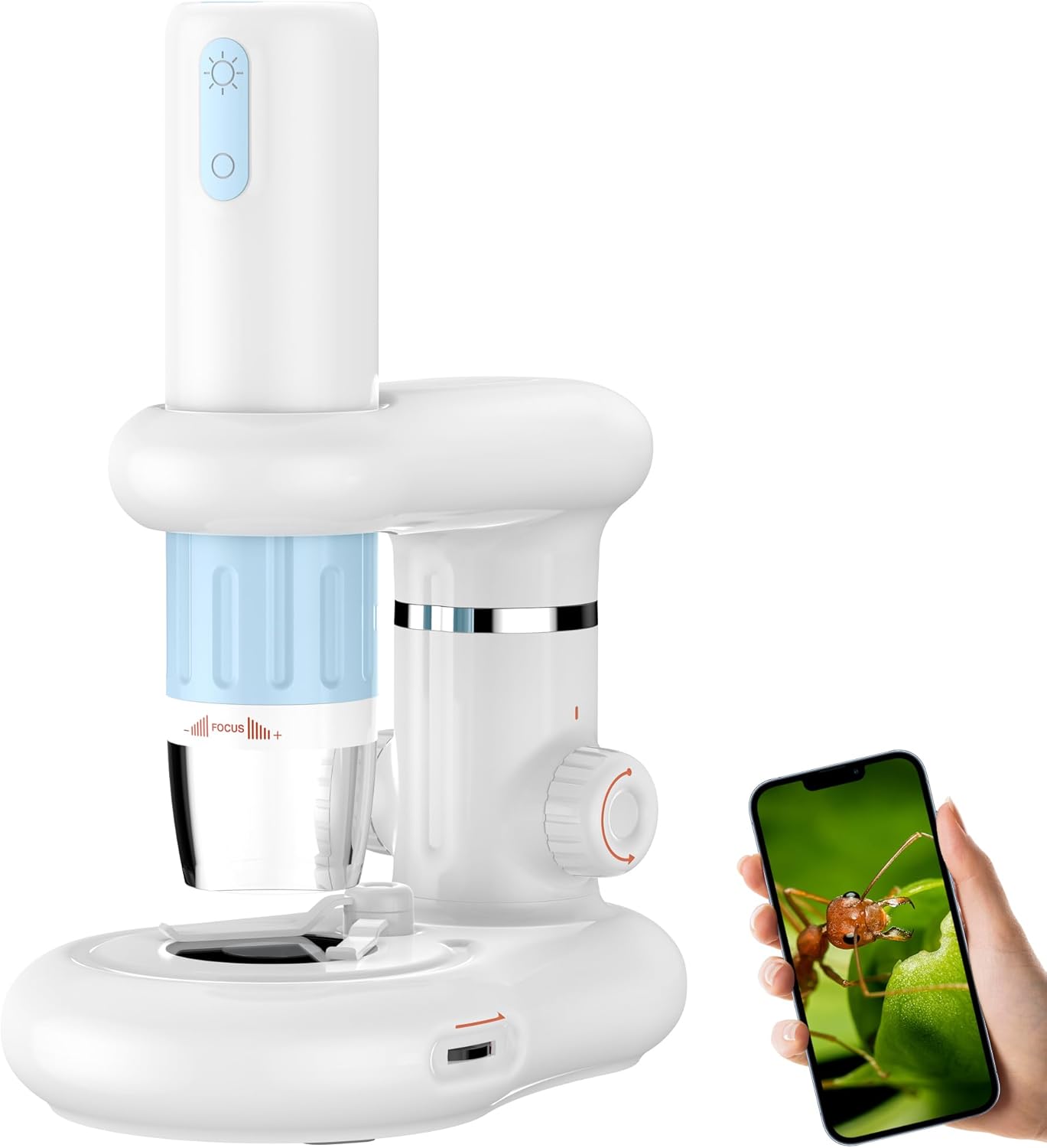 Microscopio digital 1000x, lupa para monedas con 8 luces LED ajustables, compatible con iPhone, Android, Mac, Windows