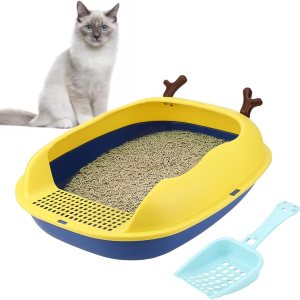 Caja de arena abierta para gatos, sartén a prueba de salpicaduras, bandeja de arena para gatitos, semicerrada, gran espacio, inodoro con pala para Caja de arena abierta para gatos, sartén a prueba de salpicaduras, bandeja de arena para gatitos, semicerrada, gran espacio, inodoro con pala para