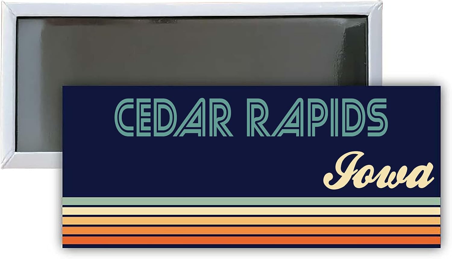 Cedar Rapids Iowa Souvenir – Imán rectangular para nevera, diseño retro (4.75 x 2 pulgadas)