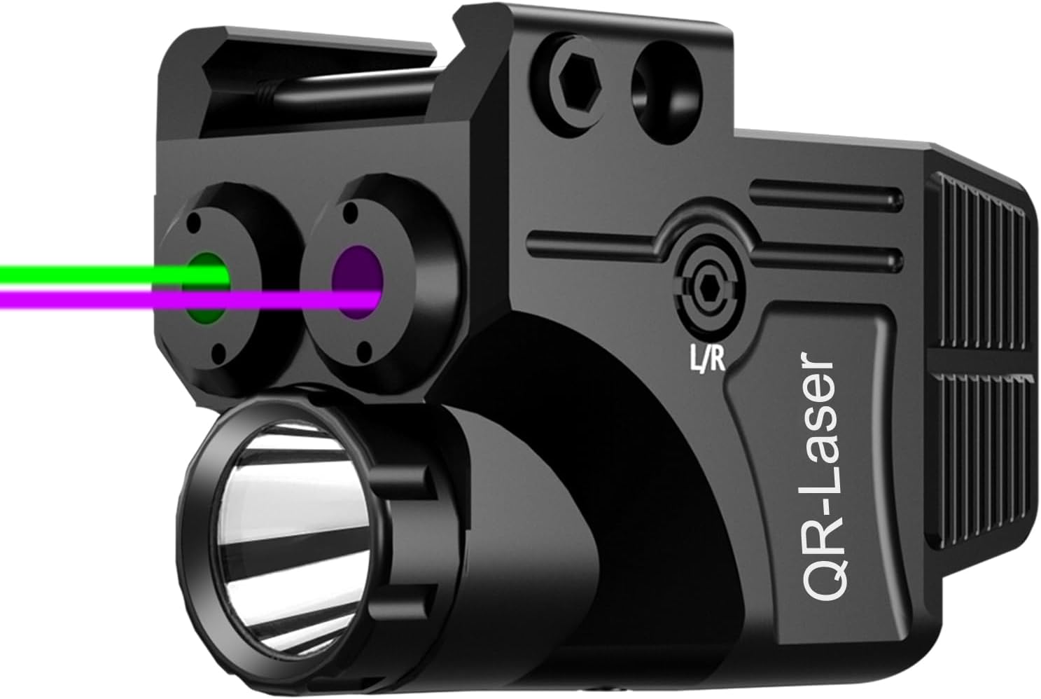 3 in 1 Red Green Purple Blue Laser Light Combo, 600 Lumens Tactical Flashlight Laser Sight, Built-in USB Rechargeable Battery