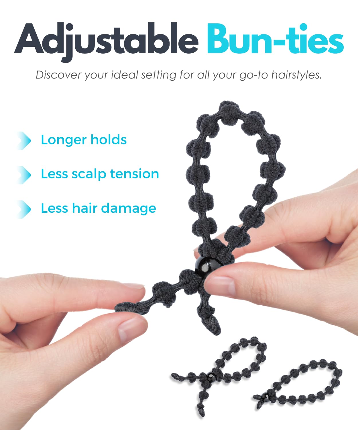 Lazos ajustables para cabello grueso, sin daños para mujeres, bandas elásticas para el cabello de pulsera, perfectas para colas de caballo y moños