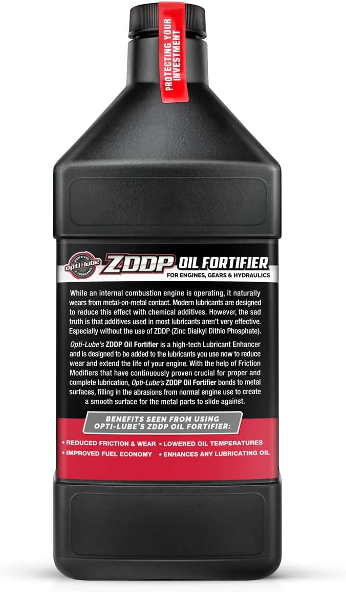 Fortificador de aceite Opti-Lube con ZDDP (Zinc) cuarto de galón (1 cuarto de galón (32 cuartos de aceite))