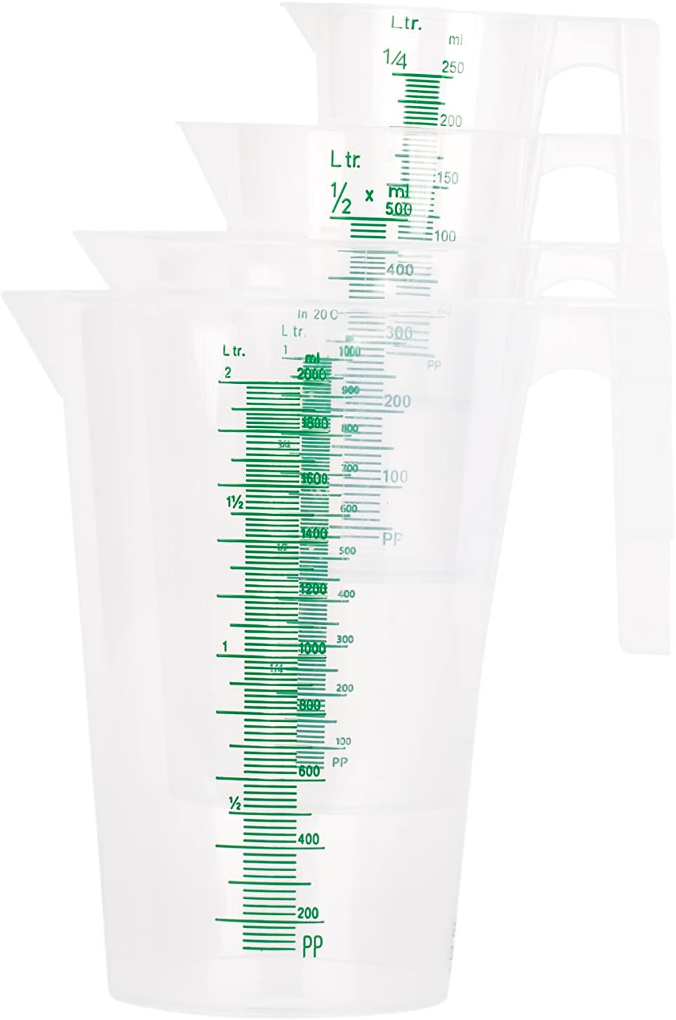 GROWDOTS Jarra de medida de 8.5 fl oz de grado alimenticio de plástico graduado de medición graduada contenedores redondos graduados líquidos de