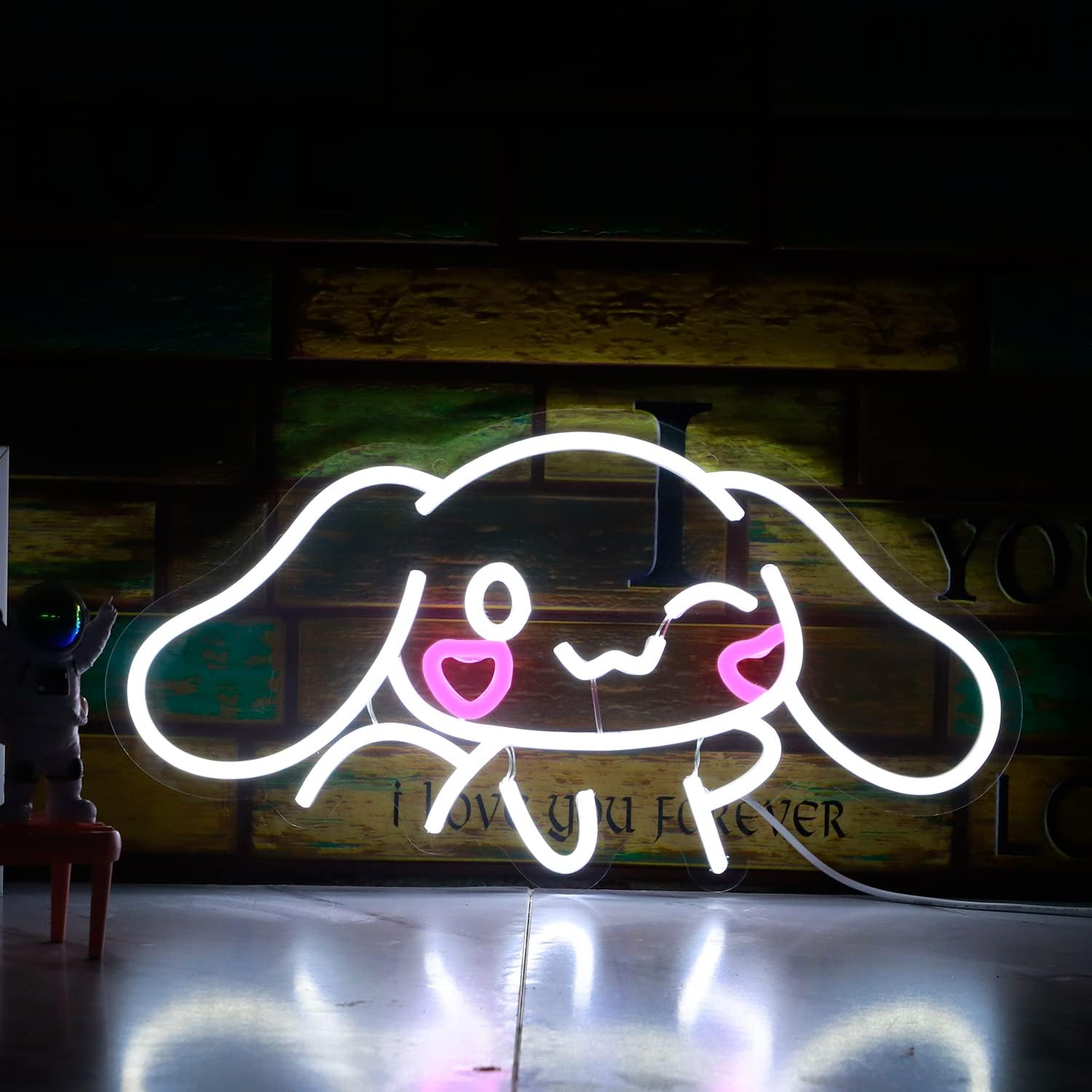 Cinnamoroll – Letrero de neón con alimentación USB para decoración de habitaciones, personaje de dibujos animados japoneses, perro de caricatura,