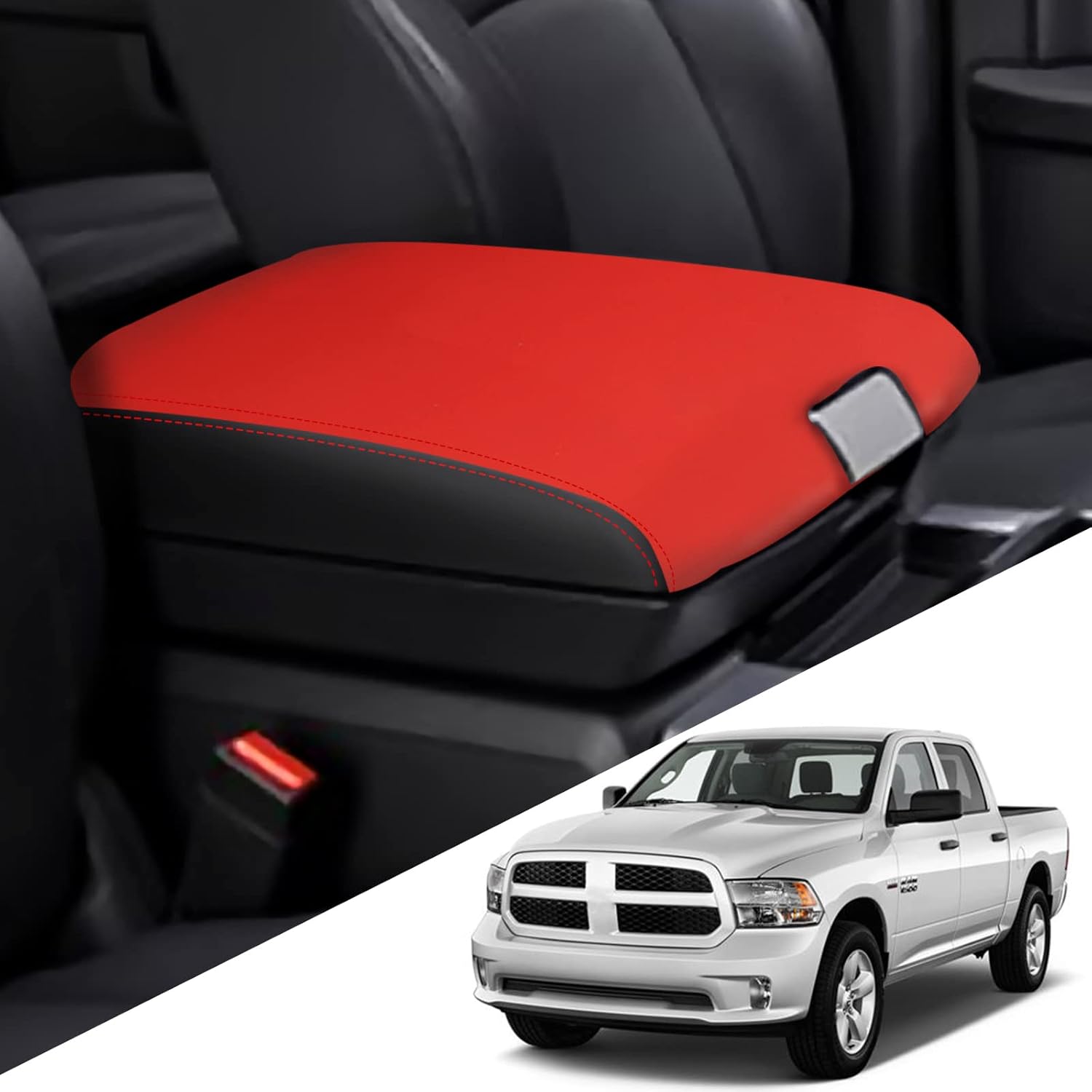 YOFAMO Funda para consola central RAM 2009-2018, antiarañazos, de cuero, impermeable, protector de reposabrazos para Dodge RAM 1500 2500 3500 4500