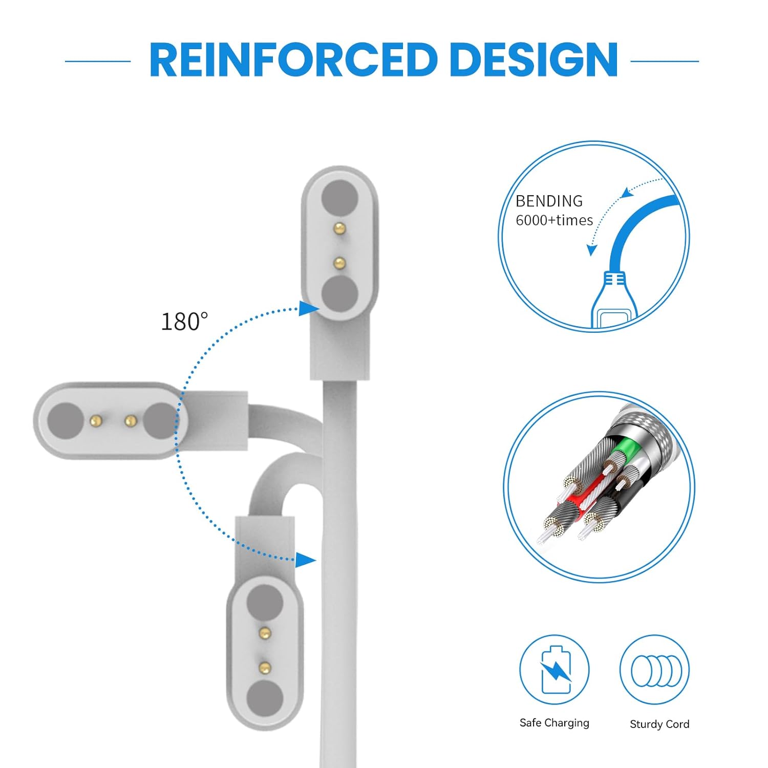 Chofit Para VeryFit ID208BTID207 Cargador de reloj inteligente Cable de carga USB de repuesto magnético para VeryFit ID208BT Cargador de reloj