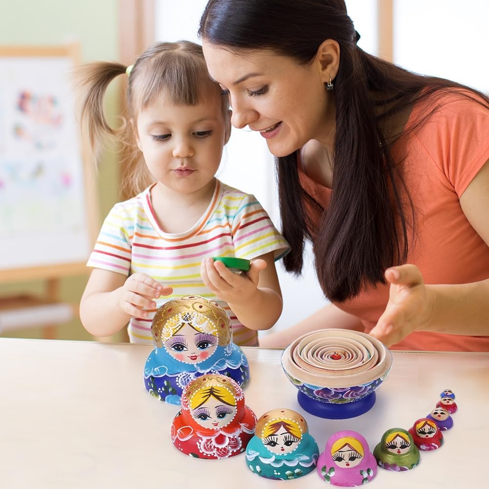 Muñecas rusas Matryoshka Muñeco de nieve de dibujos animados Juguetes de madera Muñeca de anidación Artesanía Niños Regalos Caja de Dulces