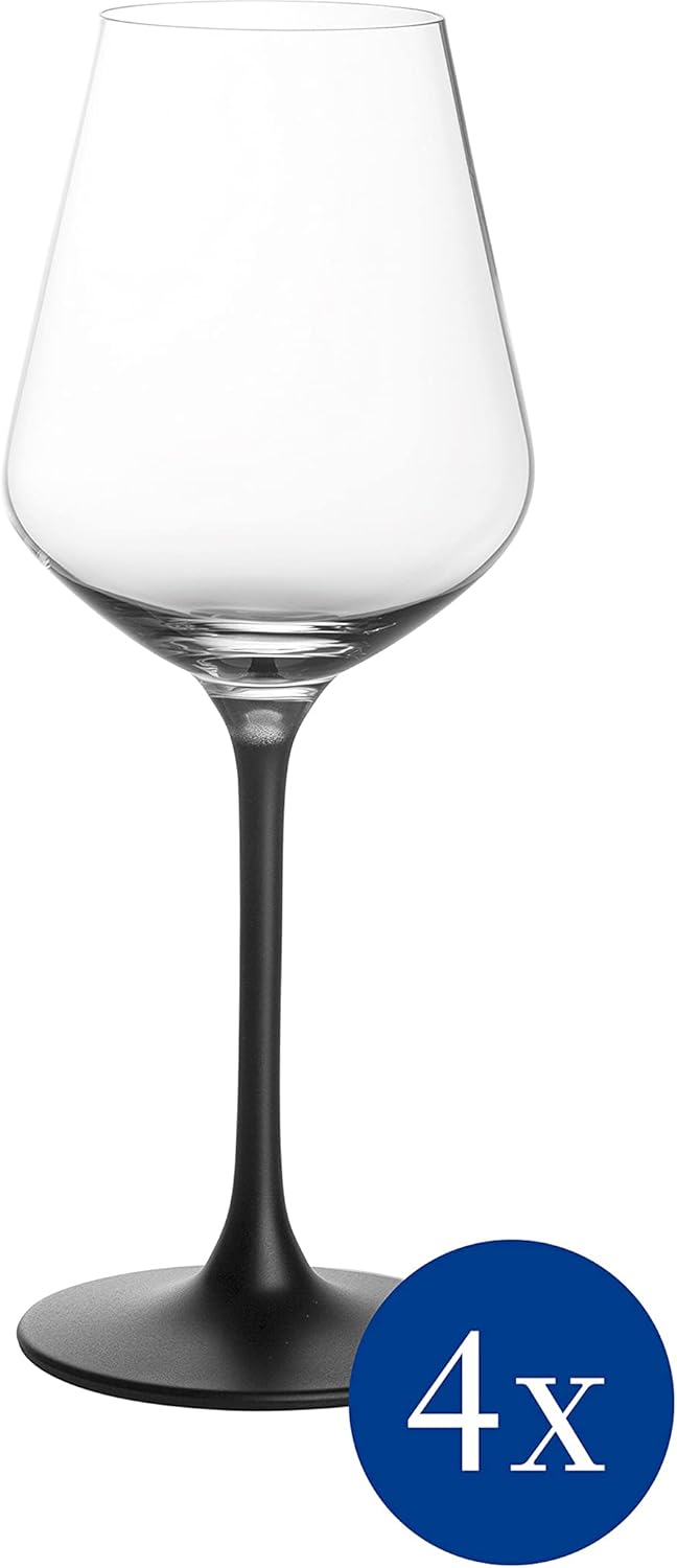Villeroy & Boch Juego de 4 copas de vino de cristal, color negro excitante, aptas para lavavajillas, 9.2 in