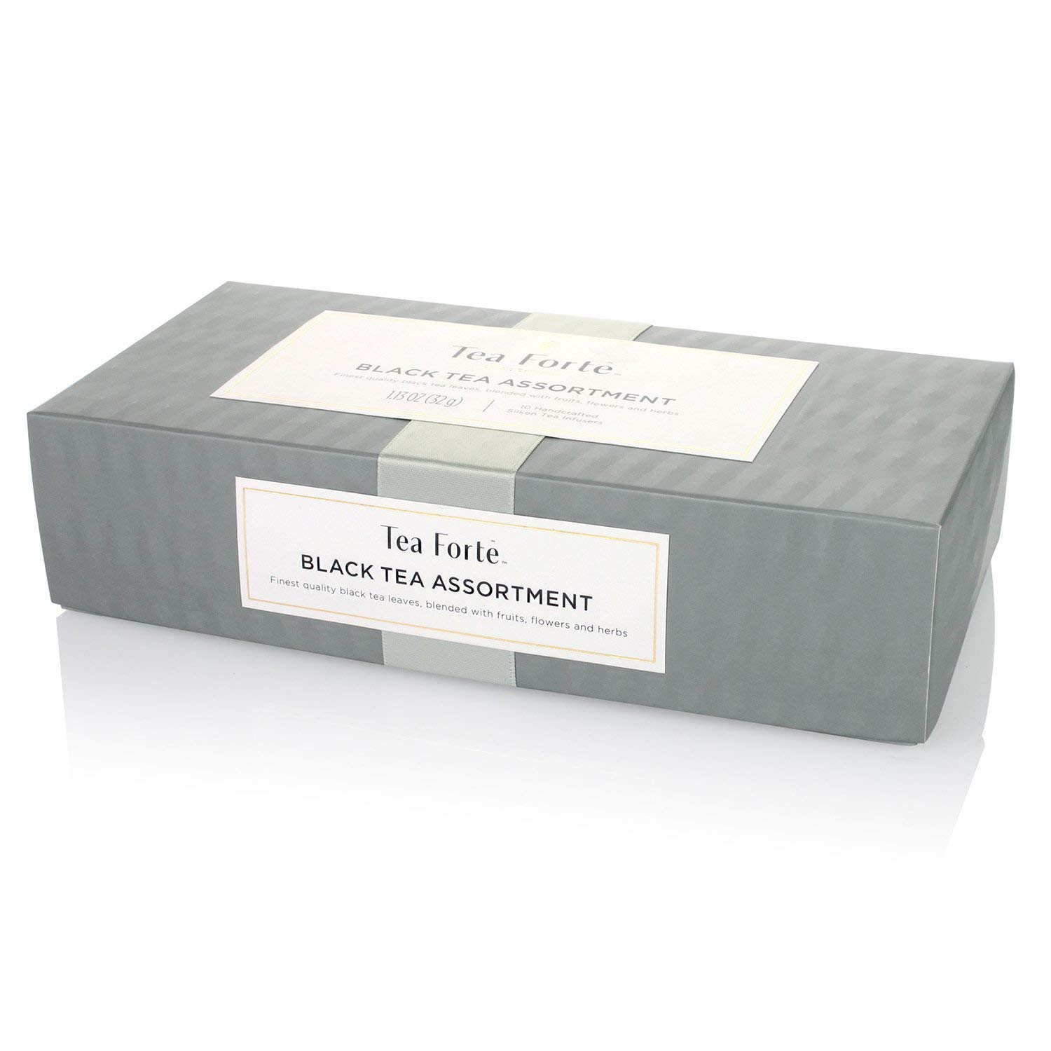 Tea Forte Surtido de té negro, caja de presentación pequeña, juego de muestrario de té con 10 infusores de té en forma de pirámide hechos a mano