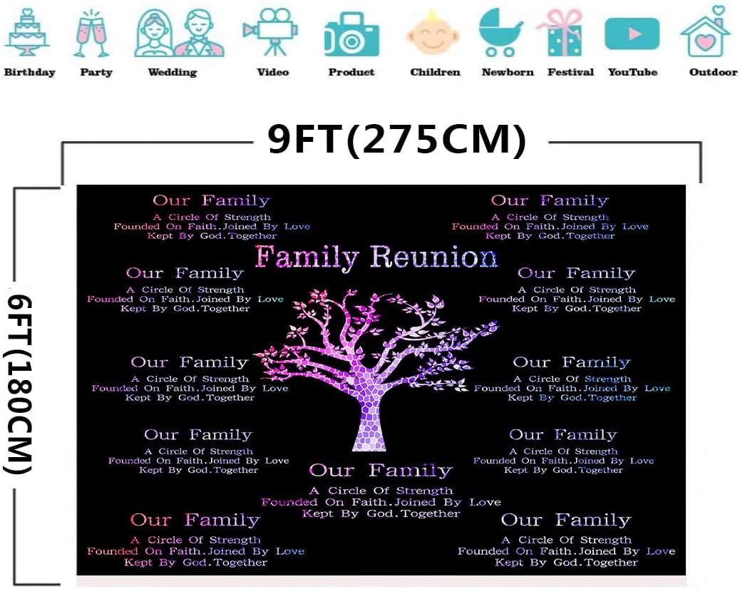 BJZSMT189 – Telón de fondo de reunión familiar de estilo morado para decoración de reunión familiar, decoración de reunión familiar, suministros de
