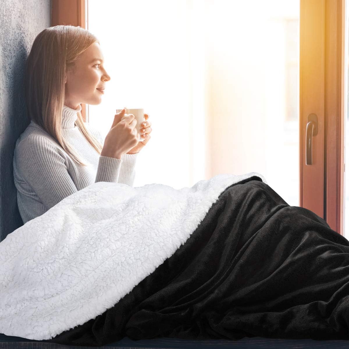 HOMEIDEAS – Manta Sherpa de forro polar extra suave para todas las estaciones, cálida y esponjosa, para cama o sofá