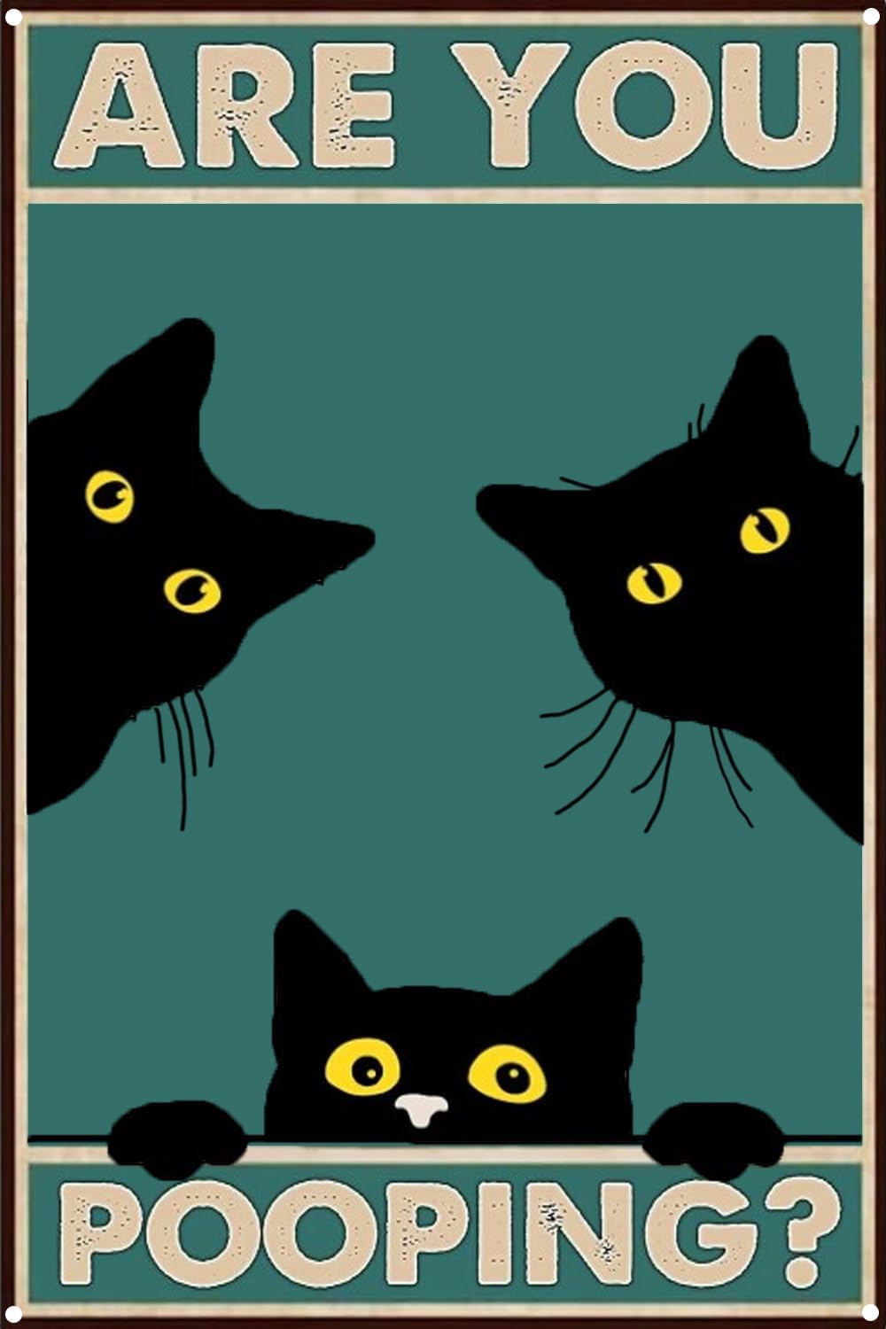 Haustalk Cartel de metal divertido con texto en inglés “Are You Pooping” (Are You Pooping) con diseño de gato negro vintage, decoración de pared,