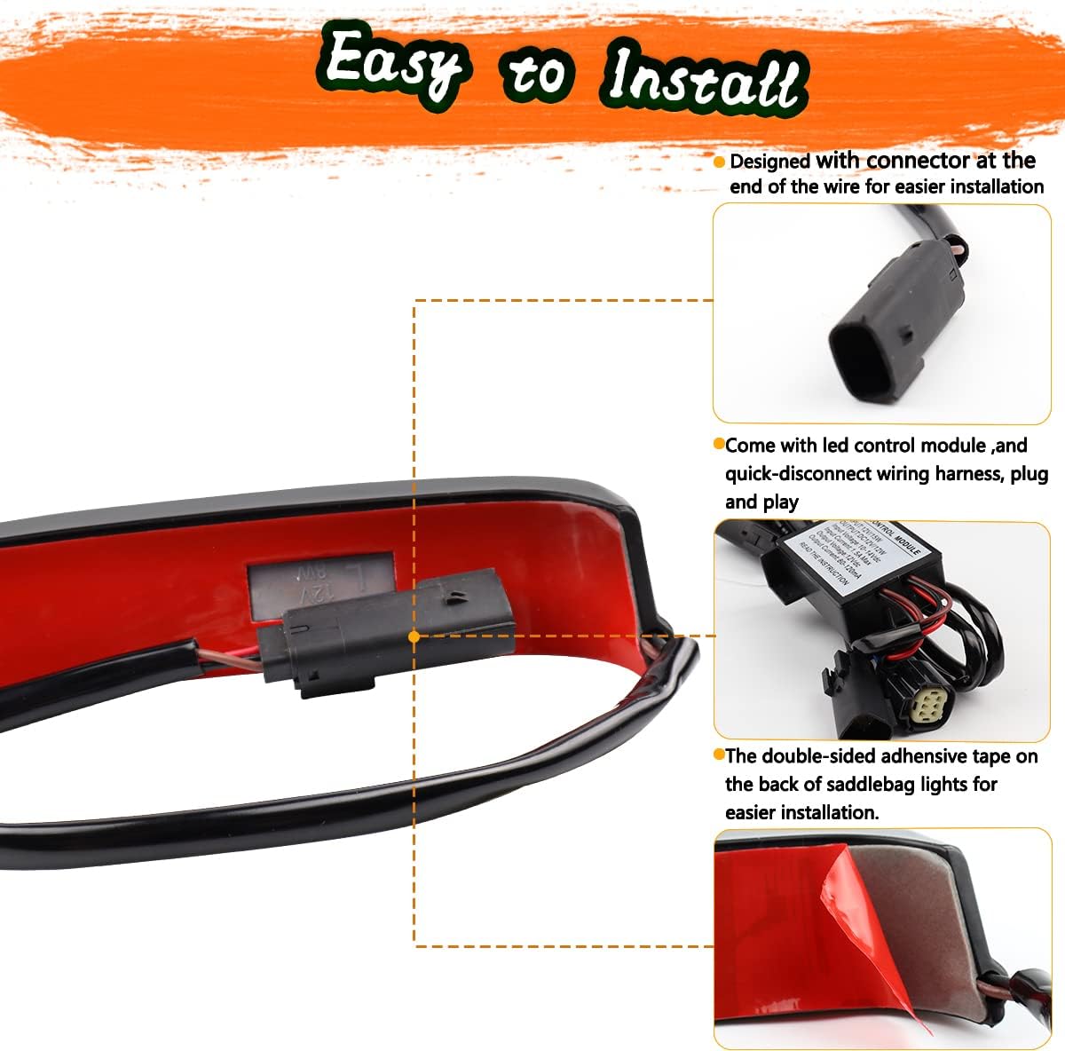 Luces traseras para bolsa de sillín, luz de freno trasera roja para Harley Touring, Sportster, Dyna, Street Glide Road King 2014-2022