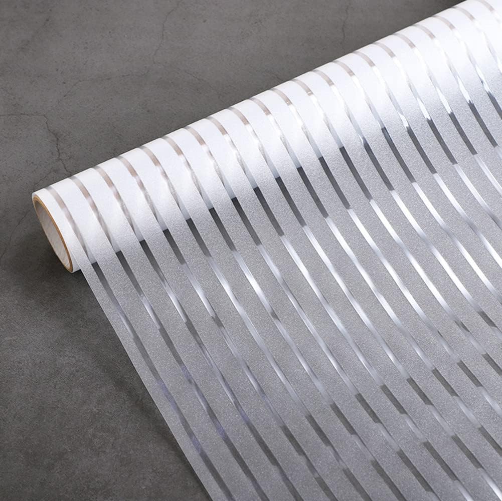 Película de privacidad con rayas verticales para ventana, sin pegamento, anti-UV, extraíble, no adhesiva (15.74 x 78.7 pulgadas)