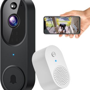 ALPHAPEACH Timbre de video 1080P inalámbrico para seguridad en el hogar con timbre de anillo, 100% sin cable, detección humana inteligente con ALPHAPEACH Timbre de video 1080P inalámbrico para seguridad en el hogar con timbre de anillo, 100% sin cable, detección humana inteligente con