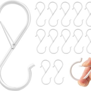 Hamiutci 12 ganchos en S, ganchos en S negros para plantas colgantes, ganchos en forma de S con hebilla de seguridad resistentes para armario, Hamiutci 12 ganchos en S, ganchos en S negros para plantas colgantes, ganchos en forma de S con hebilla de seguridad resistentes para armario,