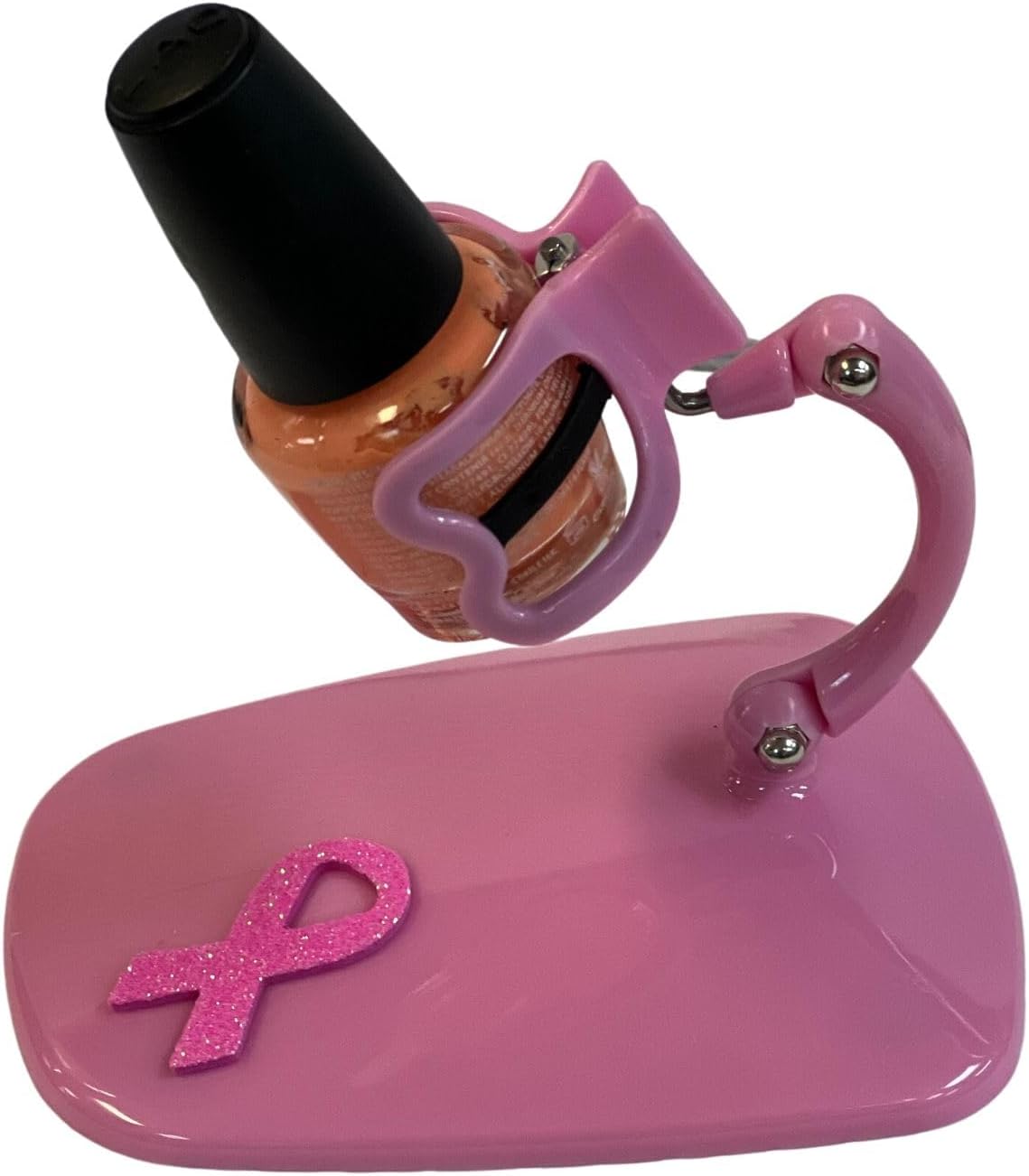 Grip & Tip Soporte de esmalte de uñas rosa para concientización sobre el cáncer de mama, herramienta de pulido de manicura y pedicura, soporte