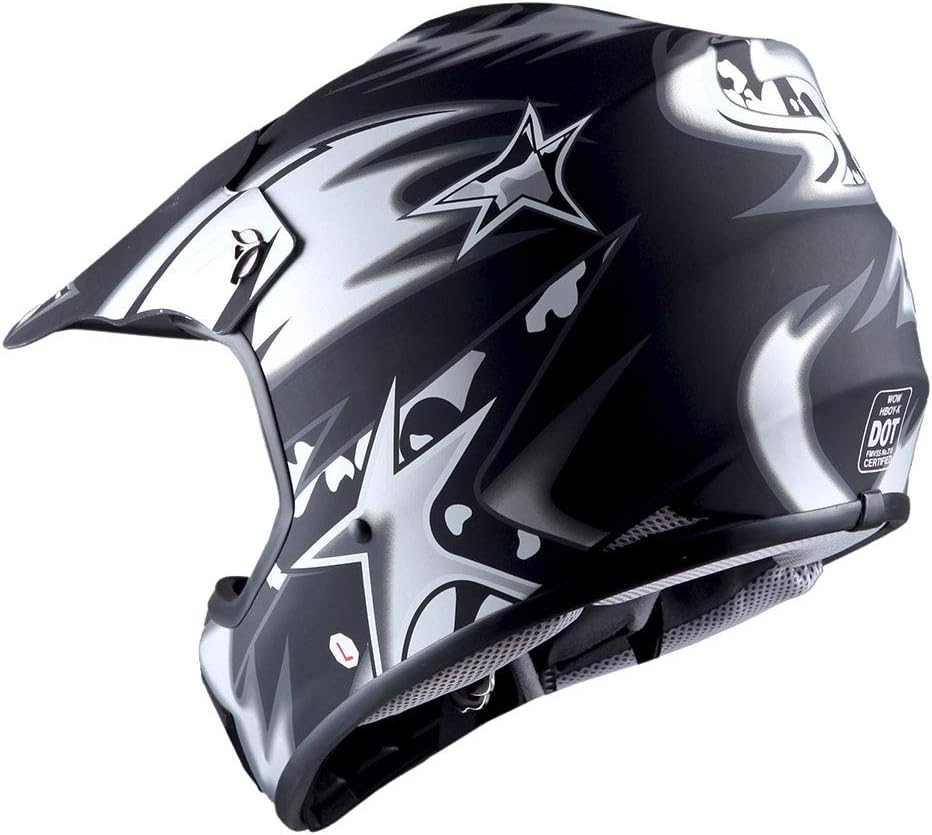 WOW – Casco de motocross para niños, BMX, MX, ATV, casco de motocicleta todoterreno, color negro araña