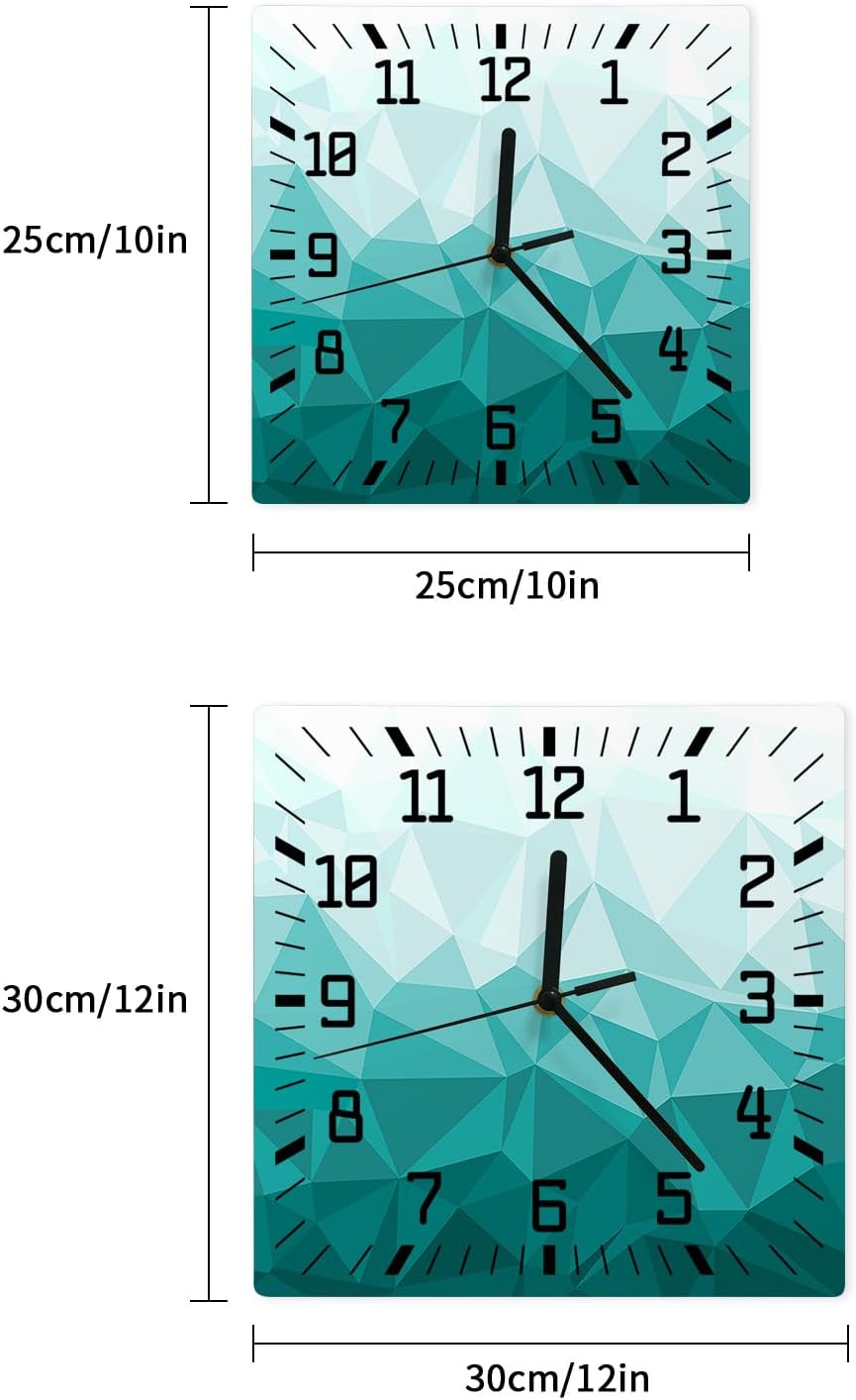 Reloj de pared cuadrado geométrico irregular, silencioso, sin tictac, funciona con pilas, reloj de madera para el hogar, sala de estar, oficina,