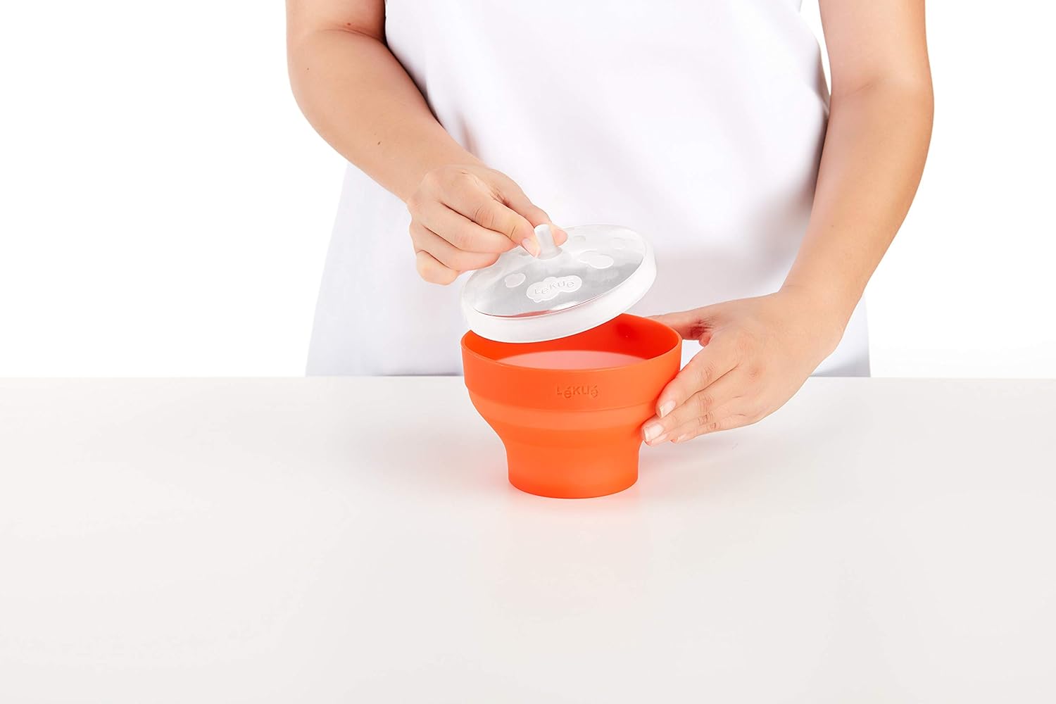 Lékué Mini máquina para hacer palomitas de maíz para microondas, 5 x 3.5 pulgadas, color rojo