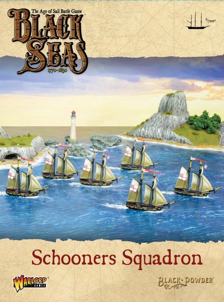 WarLord Black Seas The Age of Sail Schooners Squadron para Black Seas Table Top Ship Combat Battle War Game 792410003, sin pintar