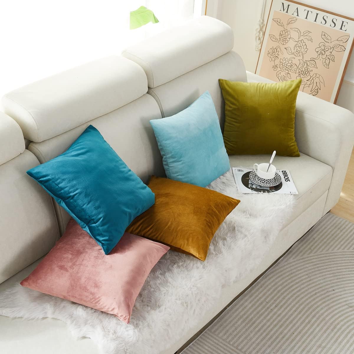 Juego de 2 fundas de almohada decorativas de terciopelo suave y grueso de 20 x 20 pulgadas para sofá, cama, silla, amarillo dorado