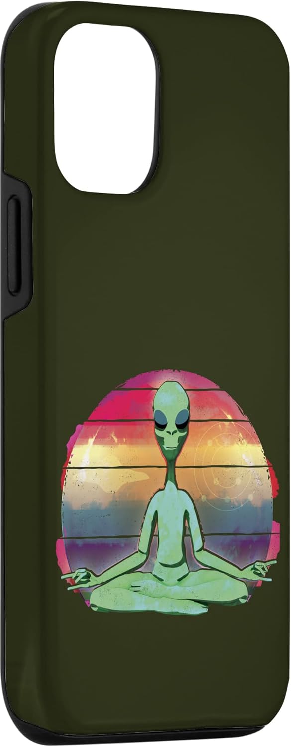 iPhone 14 Pro Alien UFO Space Zen Meditation Yoga Lotus Hippie Graphic Case