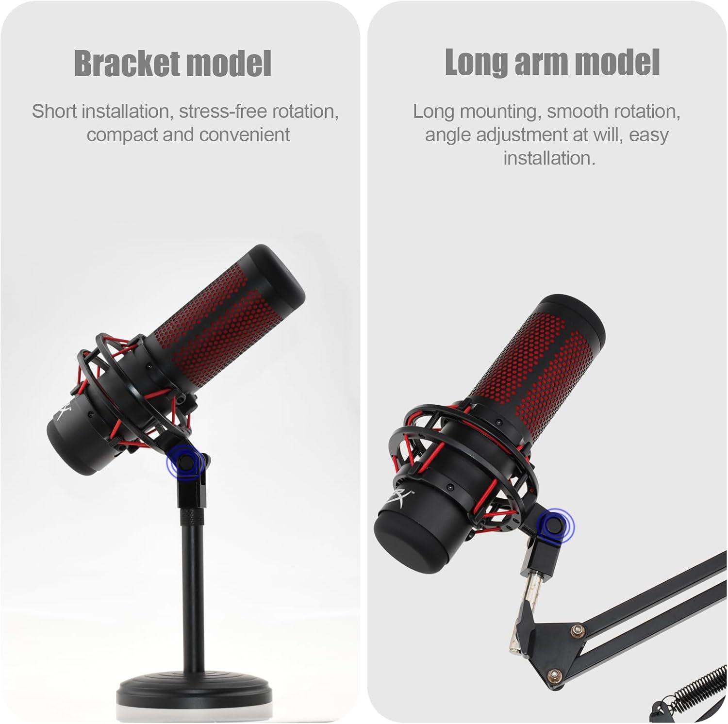 Adaptador de montaje de micrófono para Hyperx Quadcast con adaptador de tornillo de 38″ o 14″ y tuerca, funciona con soporte de micrófono HyperX
