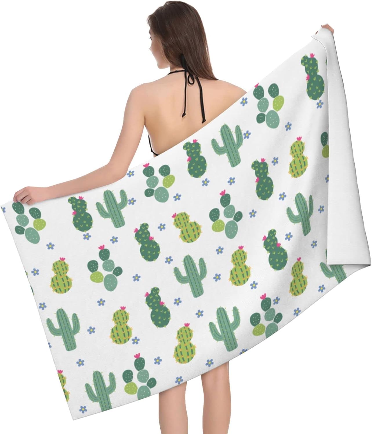 Lindas toallas de playa de plantas de cactus sin arena, suaves y de secado rápido, toallas de baño agradables al tacto y absorbentes, adecuadas para