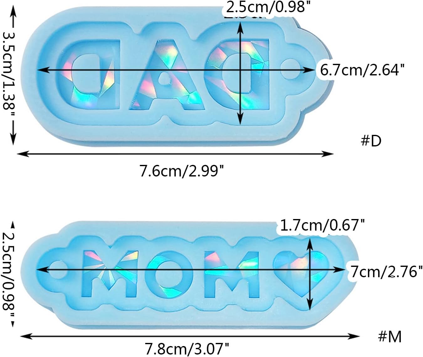 Molde de silicona brillante para mamá y papá, molde de luz y adorno, llavero de bricolaje, joyería de resina epoxi, moldes para manualidades de
