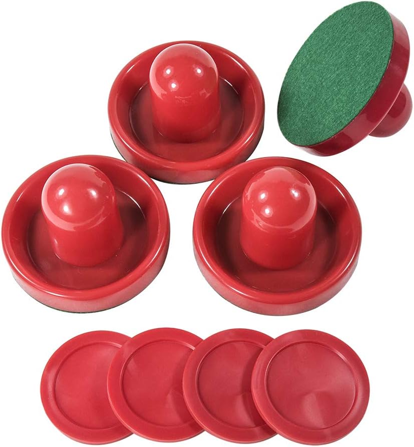 JS&YY Juego de 4 discos y paletas de hockey de aire, accesorios de aire, adecuados para mesas sobre pies, rojo