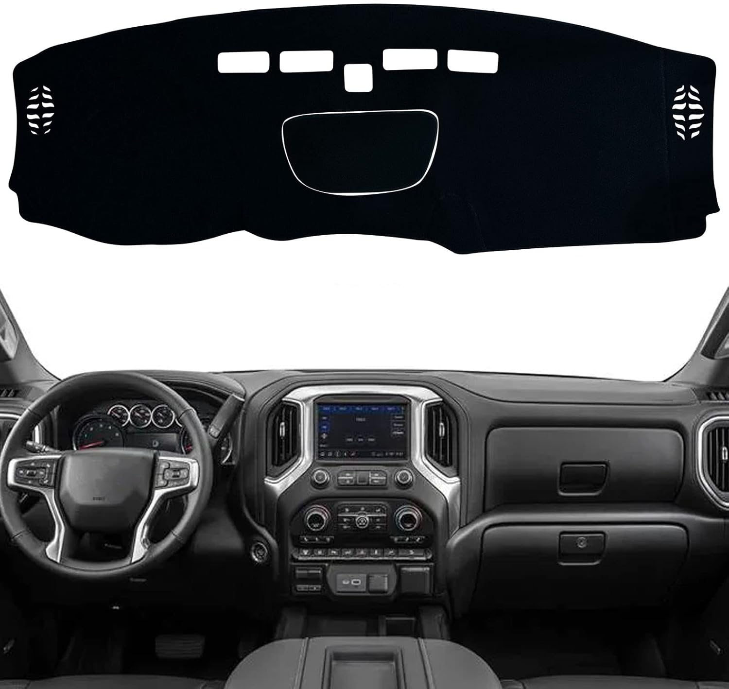 KEEGTBOX Cubierta de tapete para salpicadero, consola central interior personalizada compatible con Chevrolet SilveradoGMC Sierra 1500 2500 3500