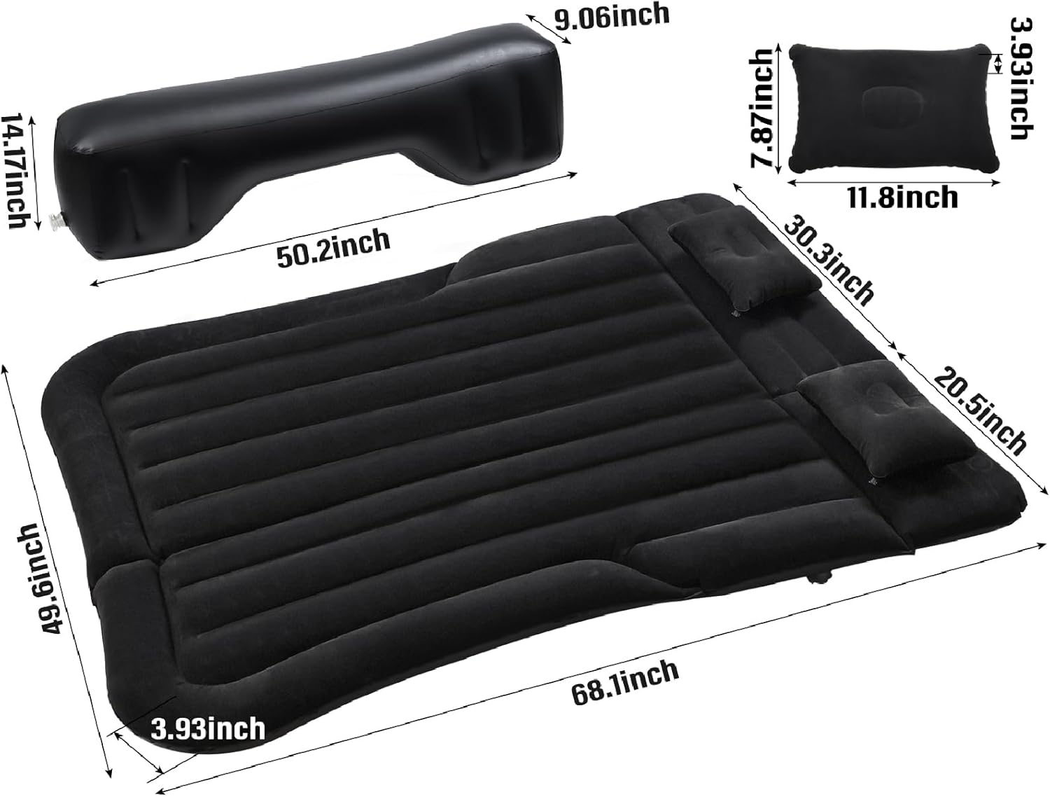 NovelBee Colchón inflable de aire SUV, colchón de aire para asiento trasero, colchón portátil para acampar al aire libre, colchón para dormir para