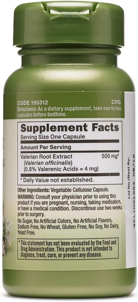GNC Herbal Plus Extracto de raíz de valeriana 500 MG,50 porciones