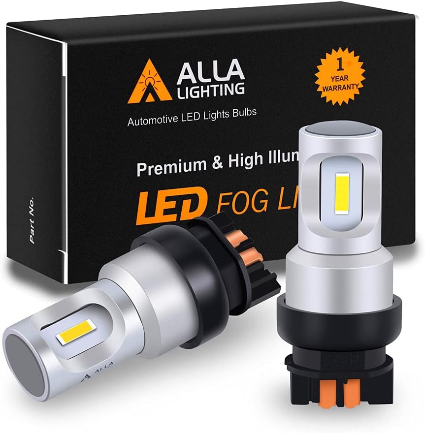 Alla Lighting Bombillas LED 12182 PW24W para circulación diurna (DRL), freno, luces direccionales, 6000 K, xenón blanco, repuesto compatible con BMW