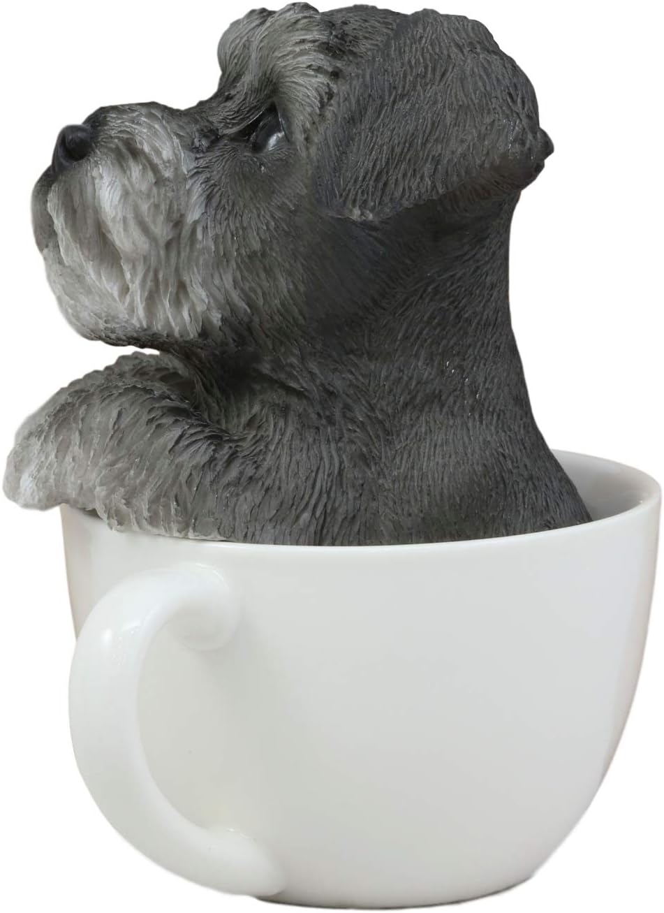 Ebros – Figura decorativa de resina coleccionable con ojos de cristal de perros de pedigrí, mascotas y amigos, de 5.75 pulgadas de alto, color gris