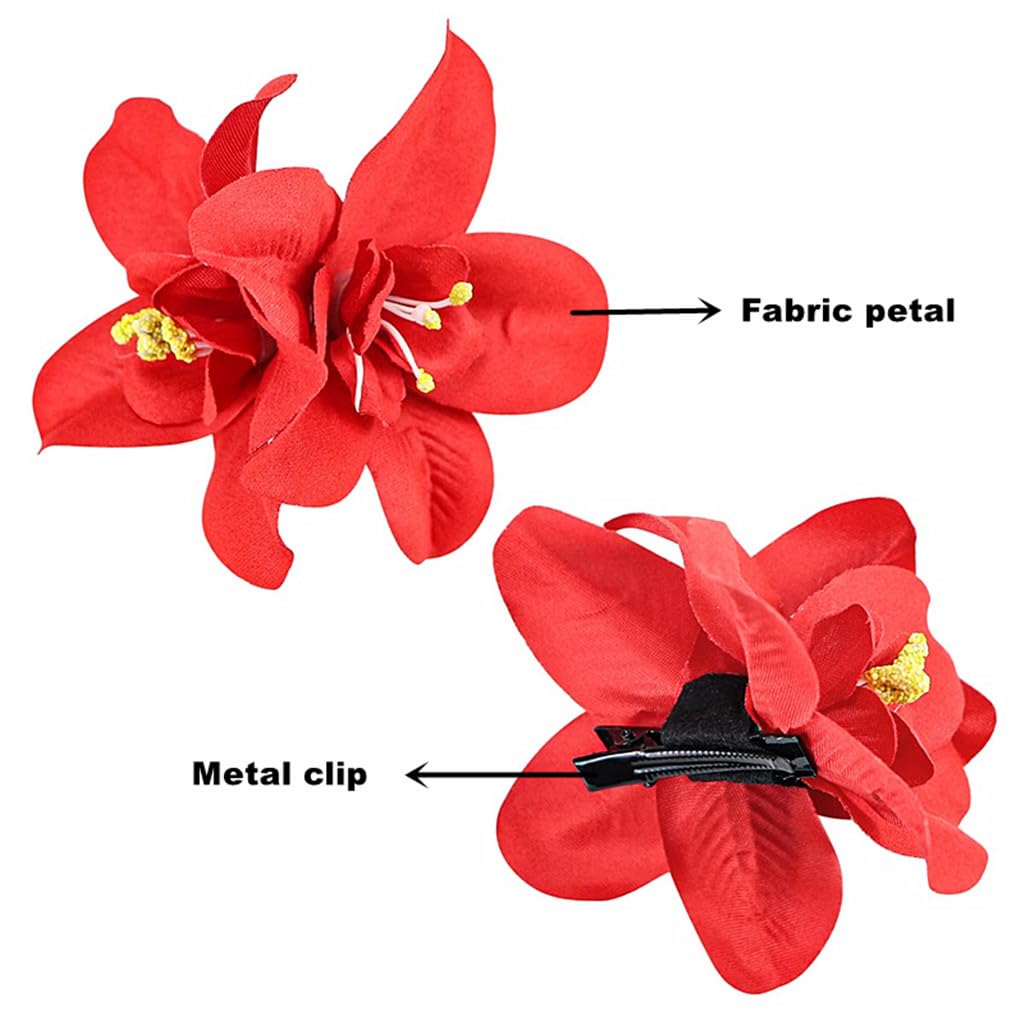 ALIMITOPIA Pinza para el pelo de flores, tela hawaiana bohemia, orquídea artificial, horquilla, pasador, tocado, pasadores, accesorios para el