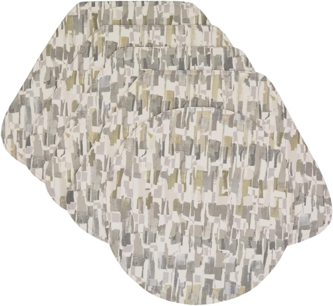 Sweet Pea Linens Britto Moonstone – Juego de 4 manteles individuales en forma de cuña con diseño de piedra lunar gris
