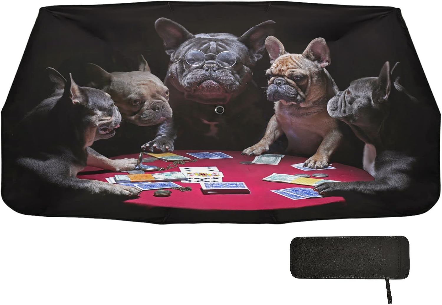 Boccsty Paraguas plegable para parabrisas de automóvil, diseño de bulldogs franceses, lindo cachorro, plegable, para ventana delantera, paraguas UV