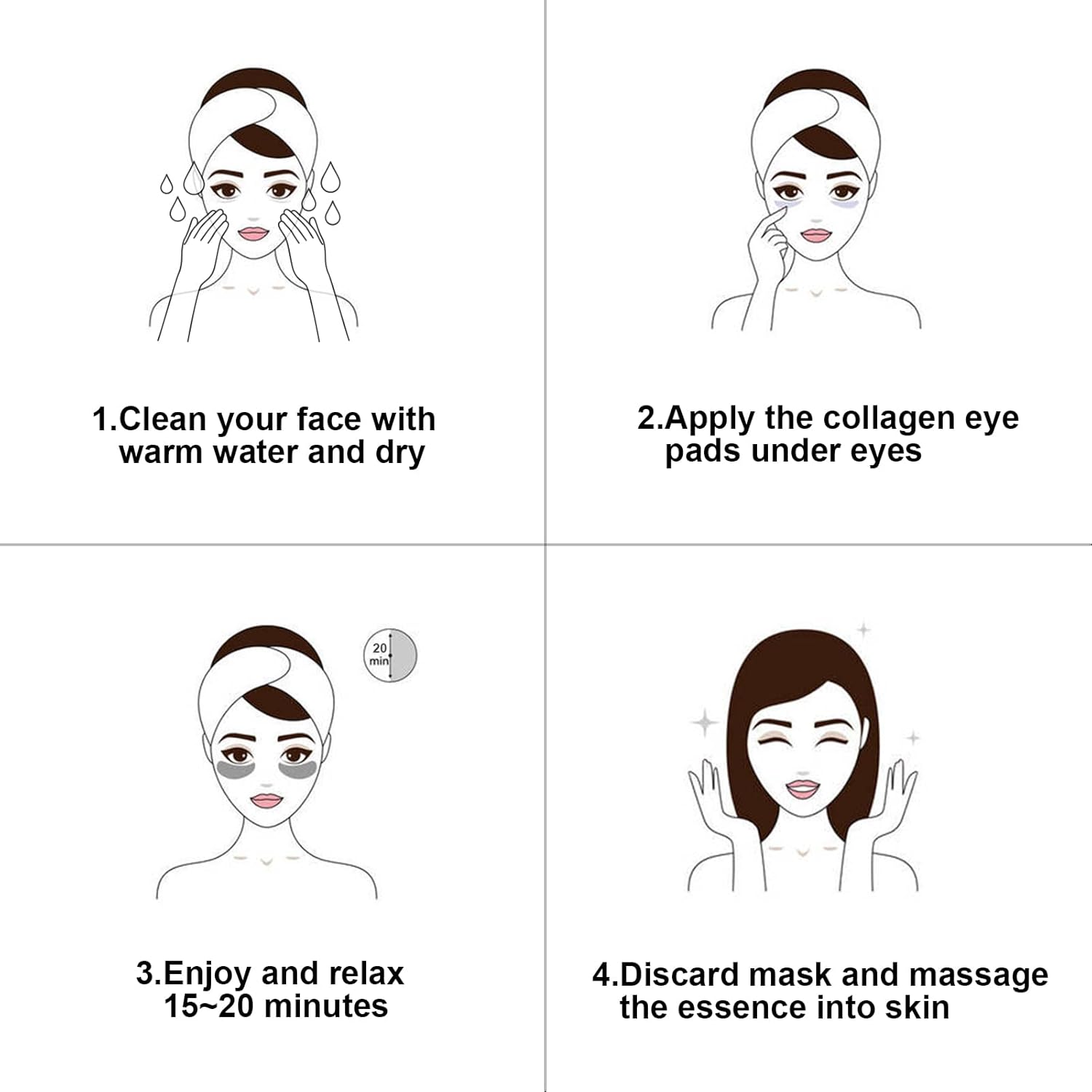 Máscara de ojos de colágeno rosa, 30 pares de parches dorados de cristal para ojos hinchados y ojeras  Parece menos cansado y reduce arrugas y