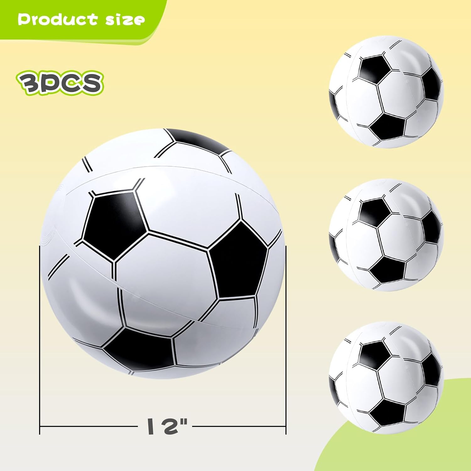 AMOR PRESENT 3 bolas inflables de 12 pulgadas, fútbol inflable para niños, pelotas de playa, recuerdos de fiesta para verano, piscina, juego de playa