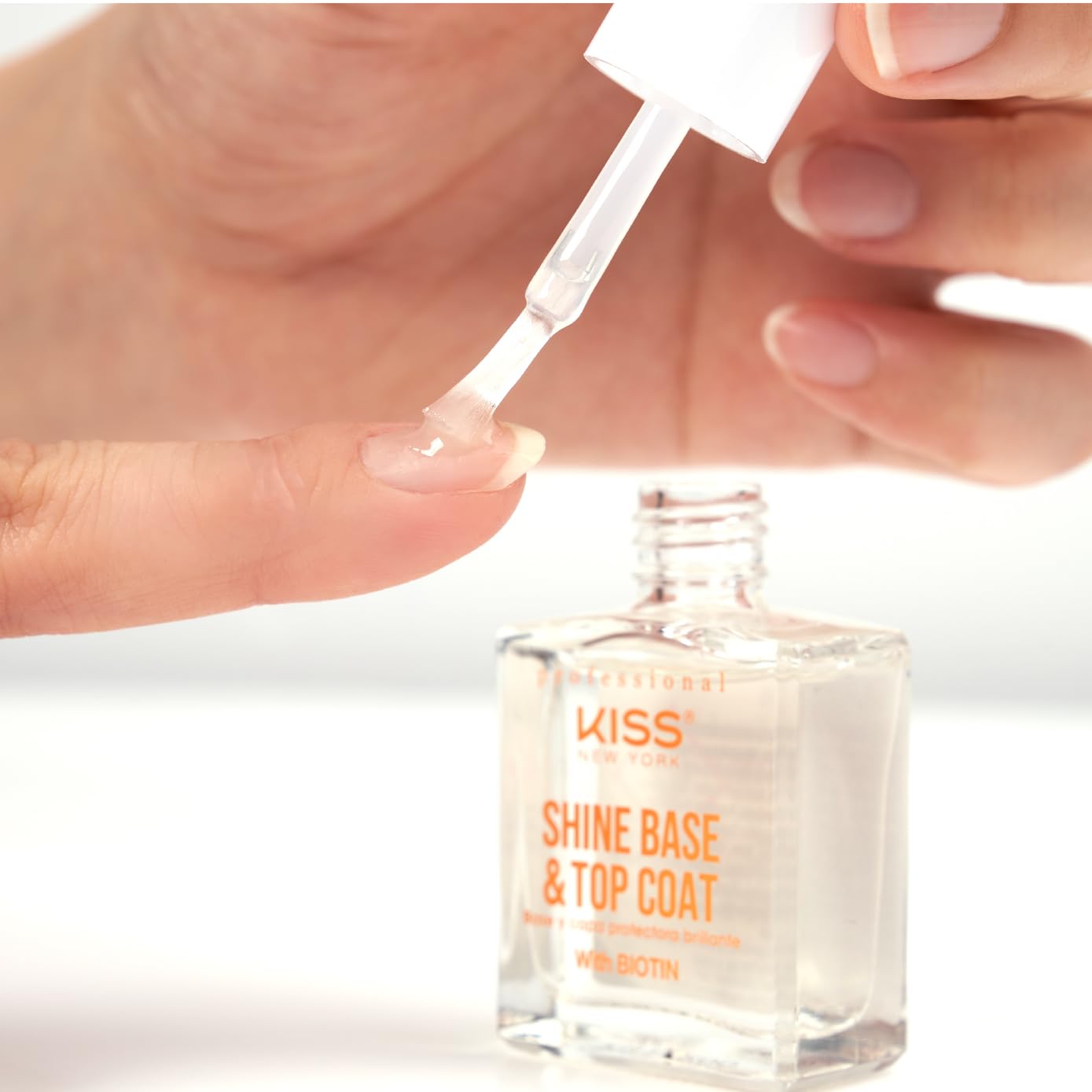 Base y capa superior de esmalte de uñas, esmalte de uñas multiusos 2 en 1, impregnado con biotina, no se mancha, astilla y decoloración, fabricado