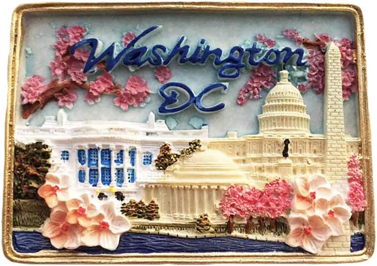 Washington DC USA – Imán de nevera 3D hecho a mano, resina magnética, decoración del hogar, cocina, colección de imanes para nevera de Washington