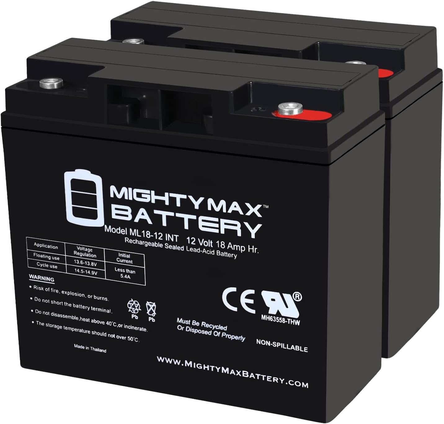 Mighty Max Battery Batería de repuesto SLA INT de 12V 18AH para XPower PowerSource 1800-2 Pack